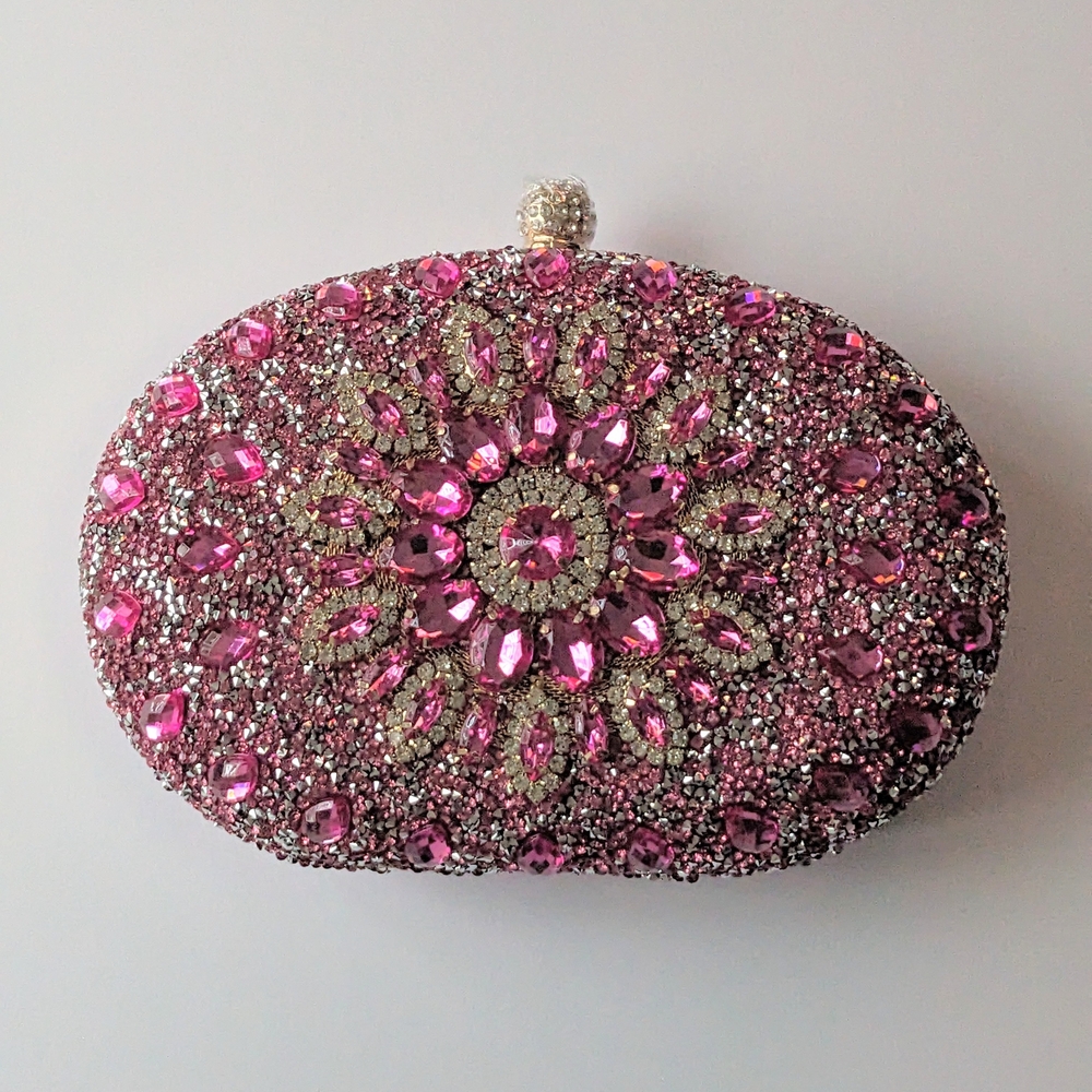 Pink Gemstone Evening Clutch/Crossbody - Picture 4 of 5